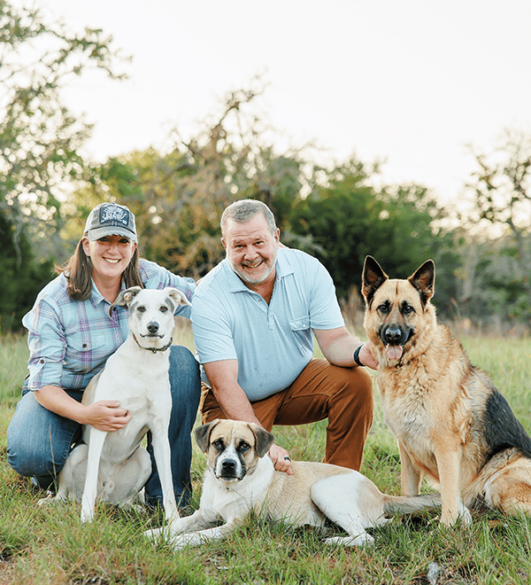 Brea and Stephen with their dogs